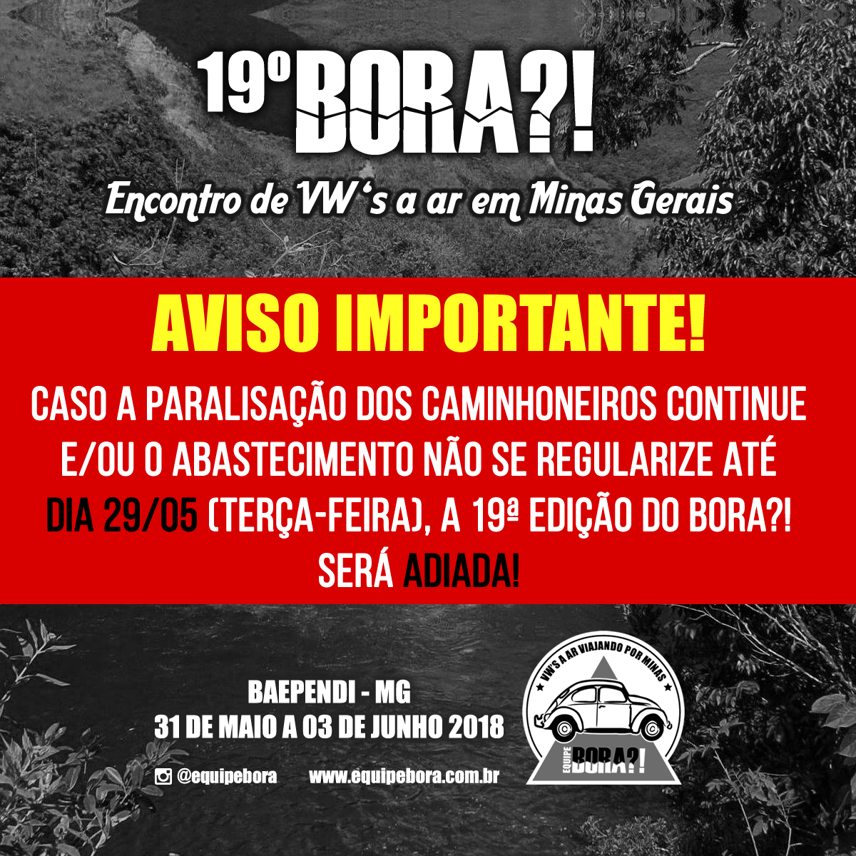 *ATENÇÃO * 19º Bora?! - 31 de Maio a  03 de Junho de 2018